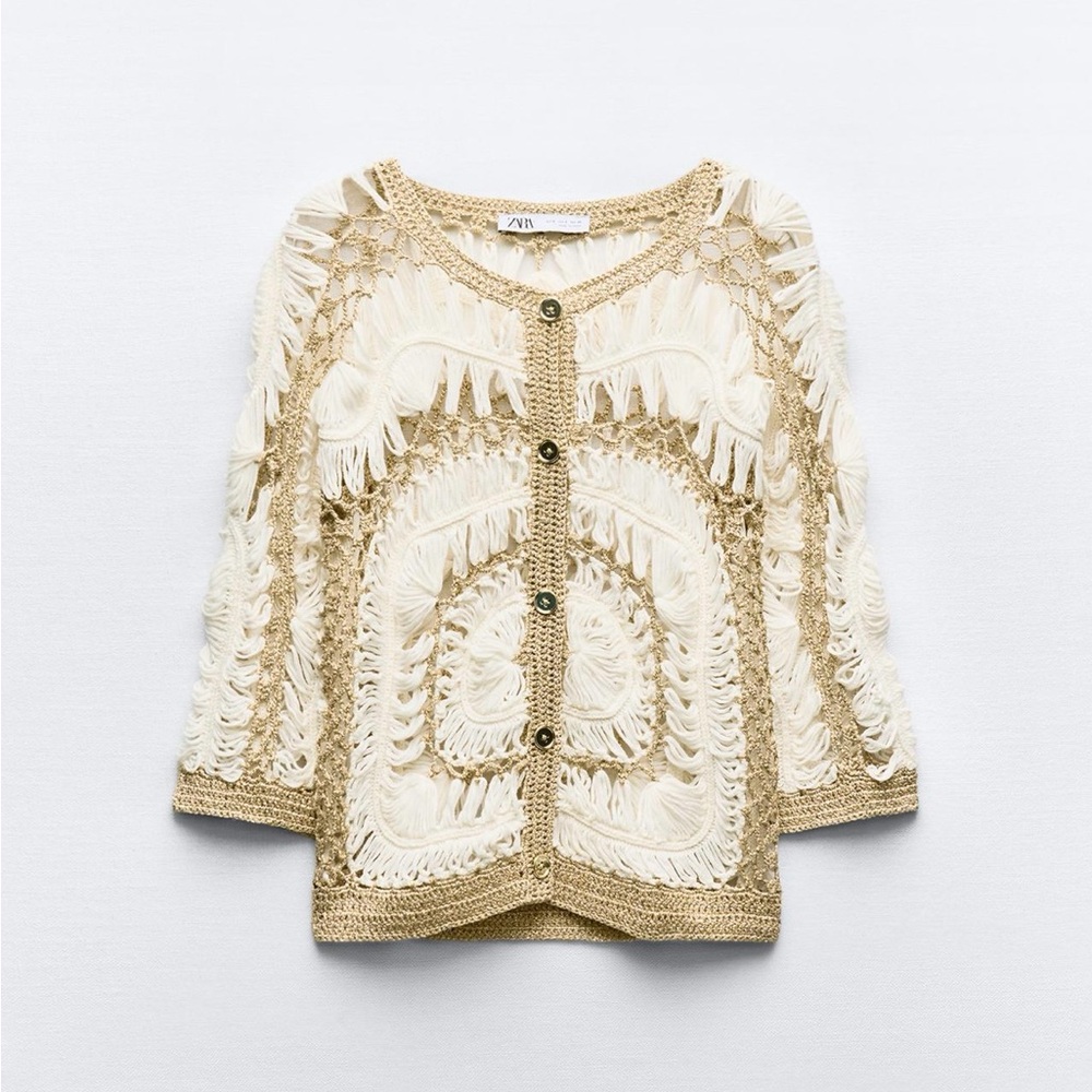 NWT Zara Combination Crochet Sweater